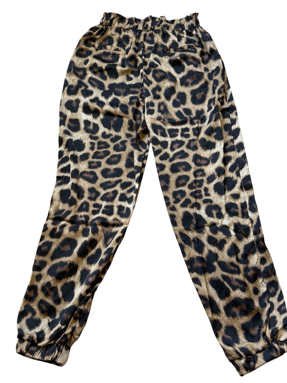 Hayden Los Angeles Leopard Print Satin Jogger Pants Paperbag Waist Boho Chic S - Picture 7 of 9